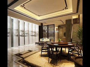 restaurant d'affaires - caf&eacute; - banquet 150 Modèle 3D