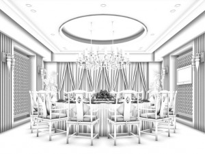 business restaurant - coffee - banquet 180 Model 3D