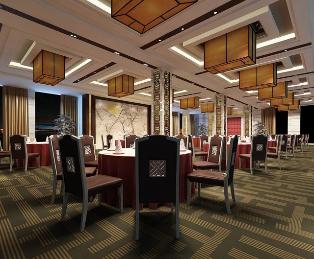 business restaurant - coffee - banquet 191 Model 3D .c4d .max .obj .3ds .fbx .stl .blend