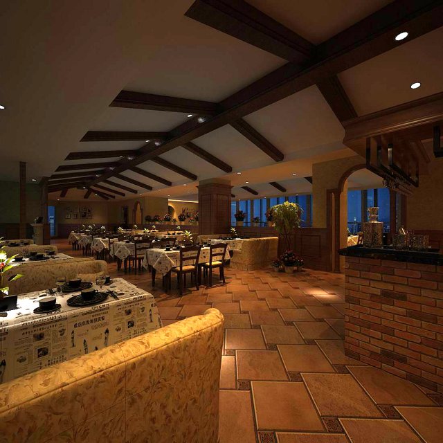 business restaurant - coffee - banquet 198 3D 模型 .c4d .max .obj .3ds .fbx .stl .blend 