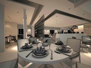 business restaurant - coffee - banquet 204 Model 3D
