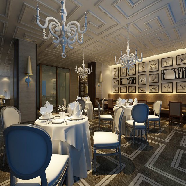 business restaurant - coffee - banquet 215 3D मॉडल .c4d .max .obj .3ds .fbx .stl .blend 
