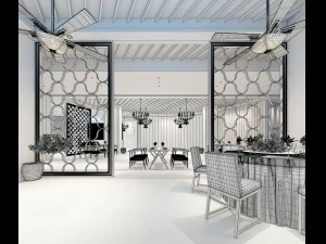 business restaurant - coffee - banquet 219 3D Model
