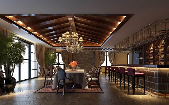 business restaurant - coffee - banquet 224 3D Model .c4d .max .obj .3ds .fbx .stl .blend 