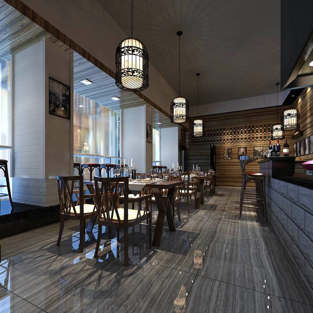 business restaurant - coffee - banquet 231 3D Model .c4d .max .obj .3ds .fbx .stl .blend 