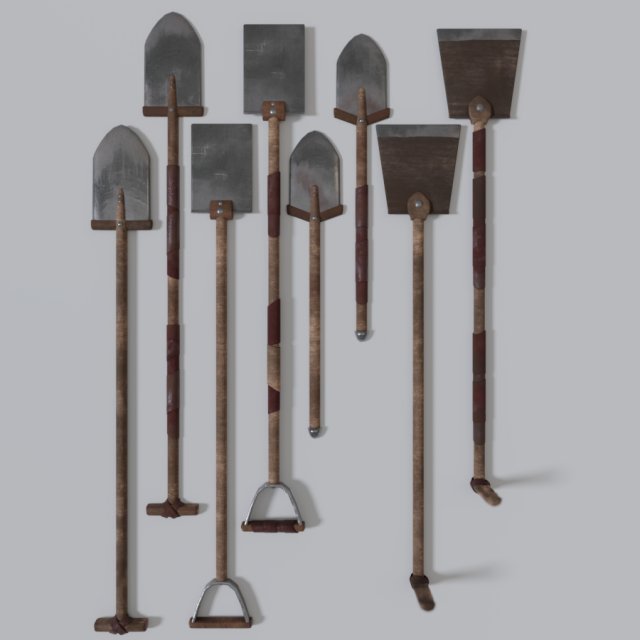 medieval shovel collection Modelo 3D .c4d .max .obj .3ds .fbx .stl .blend 