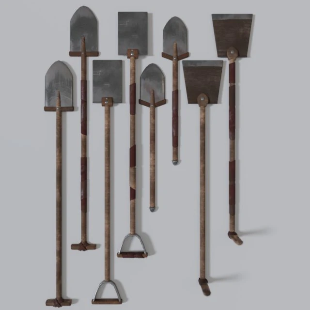 medieval shovel collection 3D Model .c4d .max .obj .3ds .fbx .stl .blend 
