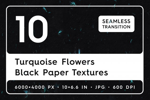 10 Turquoise Flowers Black Paper Textures CG Текстури .c4d .max .obj .3ds .fbx .stl .blend 