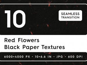 10 Red Flowers Black Paper Textures CG Textures