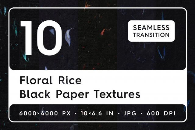 10 Floral Black Rice Paper Textures CG Textures .c4d .max .obj .3ds .fbx .stl .blend 