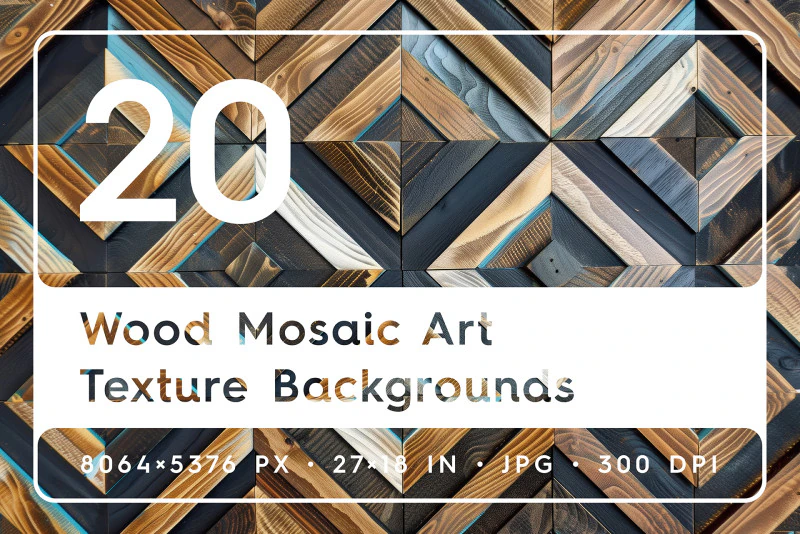 20 fondos de textura de arte de mosaico de madera Texturas CG .c4d .max .obj .3ds .fbx .stl .blend 