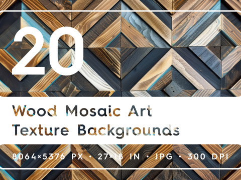 20 Wood Mosaic Art Texture Backgrounds CG Textures