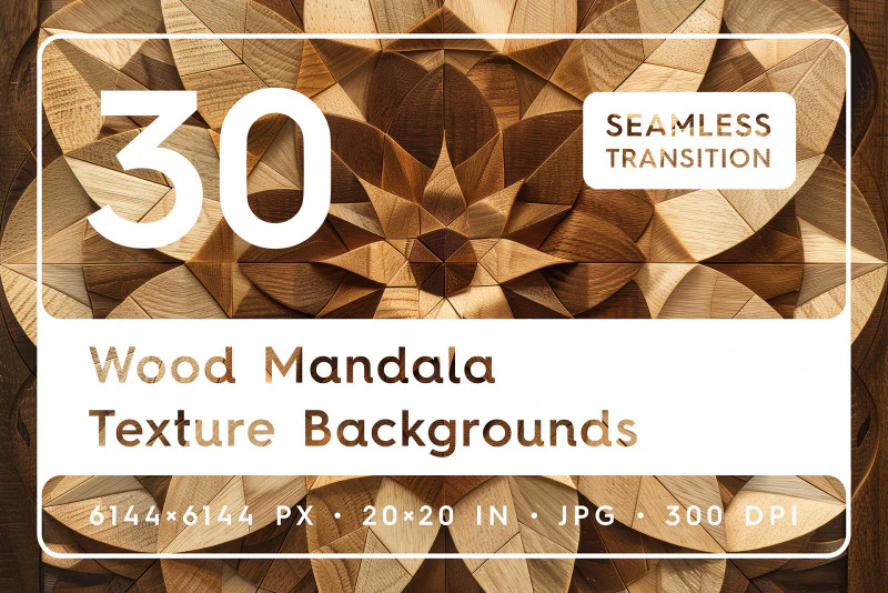 30 Wood Mandala Texture Backgrounds CG Textures .c4d .max .obj .3ds .fbx .stl .blend