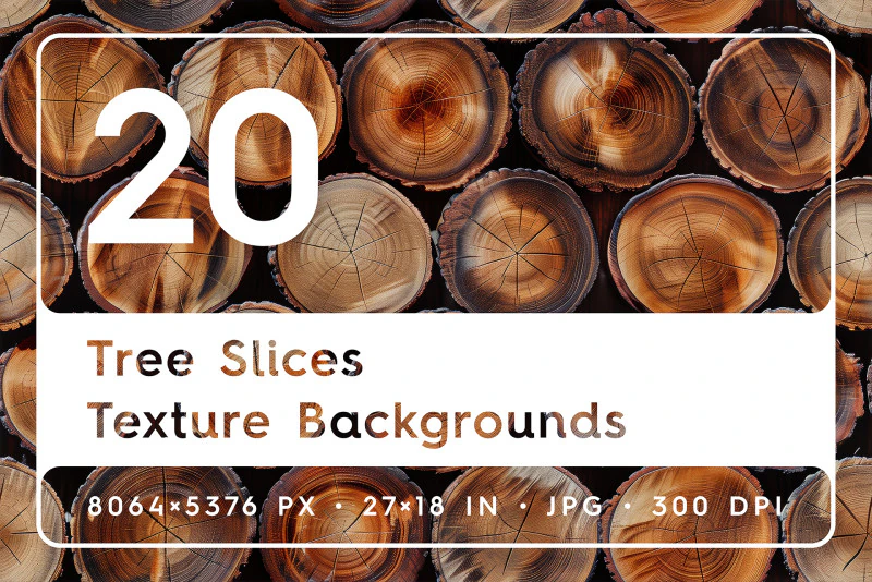 20 Tree Slices Texture Backgrounds CG Textures .c4d .max .obj .3ds .fbx .stl .blend 