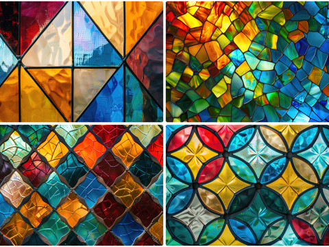 20 Stained Glass Texture Backgrounds Tekstur CG