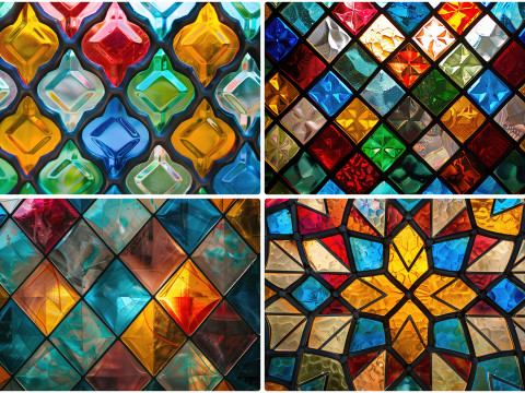 20 Stained Glass Texture Backgrounds Tekstur CG