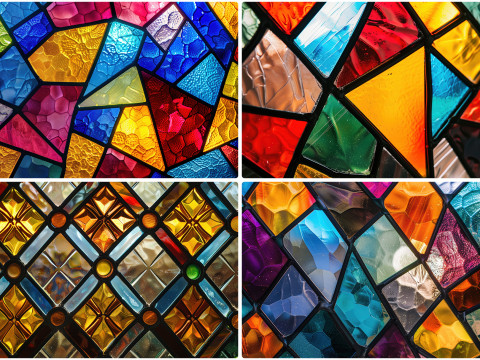20 Stained Glass Texture Backgrounds Tekstur CG