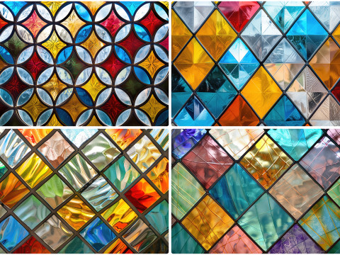 20 Stained Glass Texture Backgrounds Tekstur CG