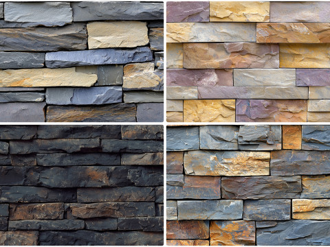 30 Stacked Stone Cladding Texture Backgrounds CG Tekstury