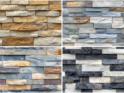 30 Stacked Stone Cladding Texture Backgrounds CG Tekstury