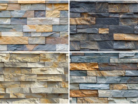 30 Stacked Stone Cladding Texture Backgrounds CG Tekstury