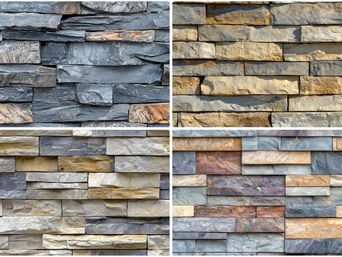 30 Stacked Stone Cladding Texture Backgrounds CG Tekstury