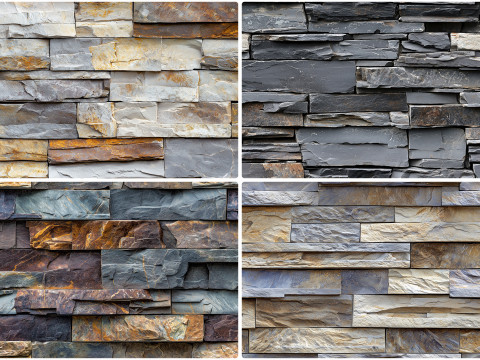 30 Stacked Stone Cladding Texture Backgrounds CG Tekstury