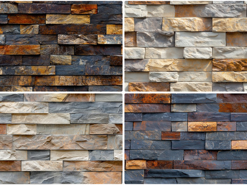30 Stacked Stone Cladding Texture Backgrounds CG Tekstury