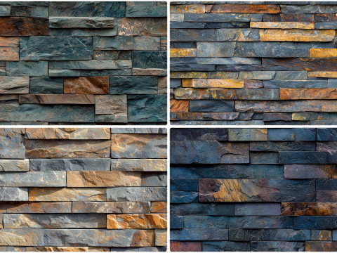 30 Stacked Stone Cladding Texture Backgrounds CG Tekstury