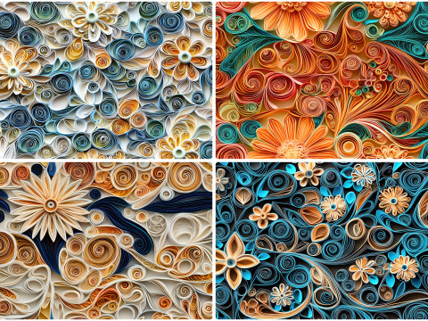 30 Paper Quilling Texture Backgrounds CG 纹理