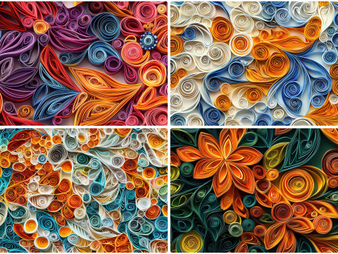30 Paper Quilling Texture Backgrounds CG 纹理