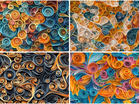 30 Paper Quilling Texture Backgrounds CG 纹理