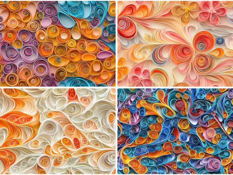 30 Paper Quilling Texture Backgrounds CG 纹理