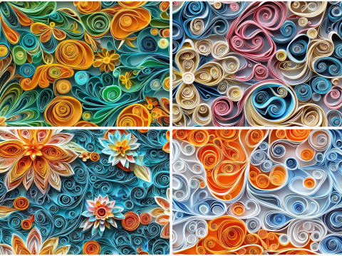 30 Paper Quilling Texture Backgrounds CG 纹理