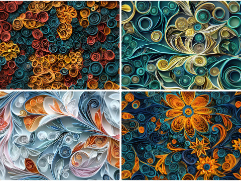 30 Paper Quilling Texture Backgrounds CG 纹理