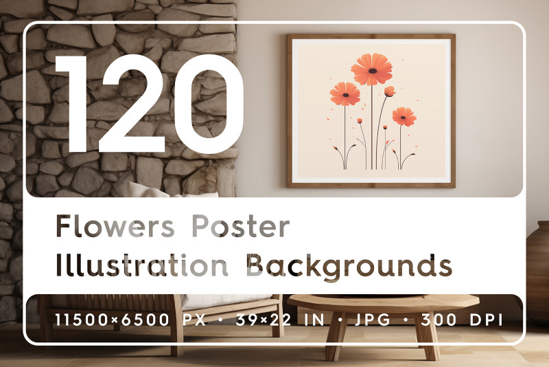 120 Flowers Poster Illustration Backgrounds CG Dokuları .c4d .max .obj .3ds .fbx .stl .blend