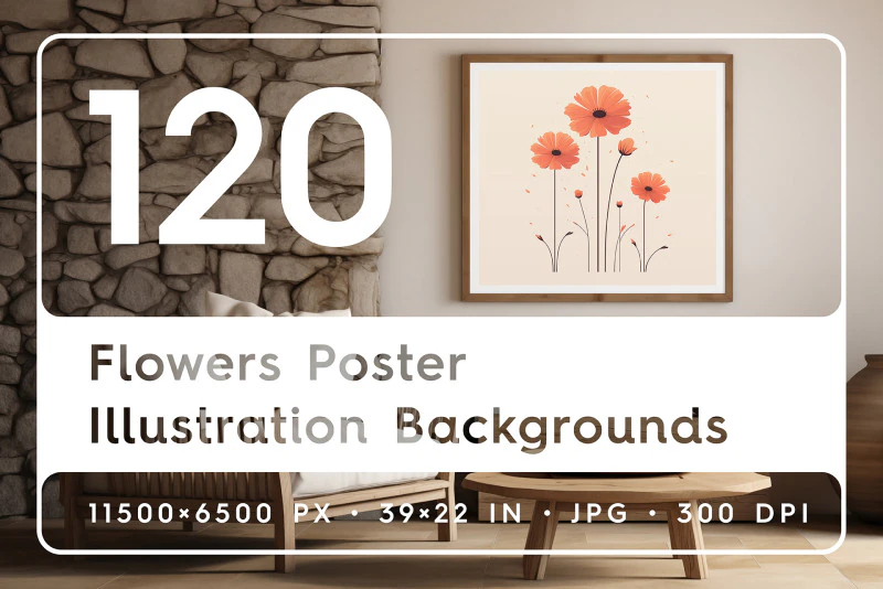 120 Flowers Poster Illustration Backgrounds CG Textures .c4d .max .obj .3ds .fbx .stl .blend 