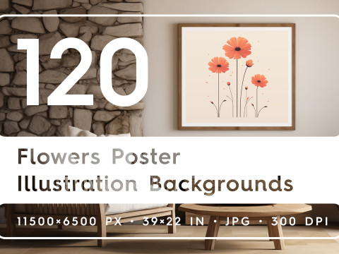 120 Flowers Poster Illustration Backgrounds CG टेक्स्चर्स
