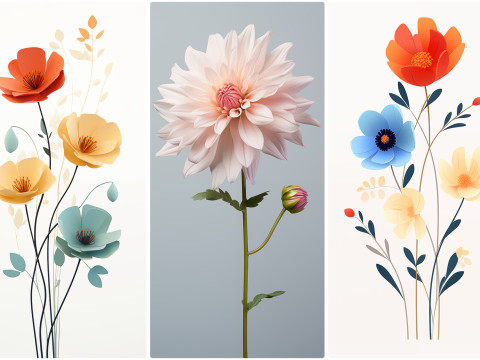 120 Flowers Poster Illustration Backgrounds CG 텍스쳐
