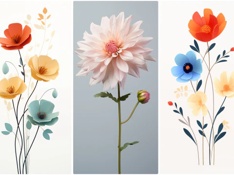 120 Flowers Poster Illustration Backgrounds CG Textures