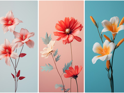 120 Flowers Poster Illustration Backgrounds CG 텍스쳐