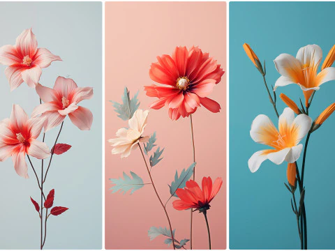 120 Flowers Poster Illustration Backgrounds CG Textures