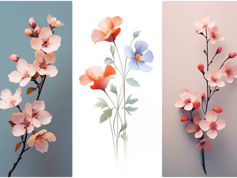 120 Flowers Poster Illustration Backgrounds CG Textures