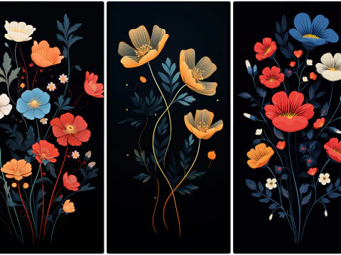 120 Flowers Poster Illustration Backgrounds CG Textures
