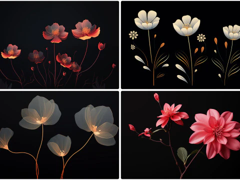 120 Flowers Poster Illustration Backgrounds CG Textures
