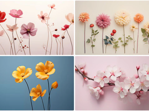 120 Flowers Poster Illustration Backgrounds CG Textures