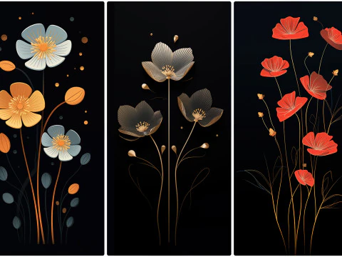 120 Flowers Poster Illustration Backgrounds CG Textures