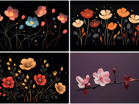 120 Flowers Poster Illustration Backgrounds CG Textures