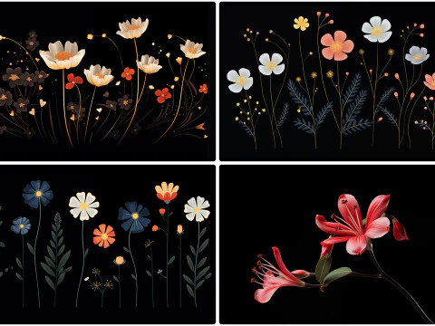 120 Flowers Poster Illustration Backgrounds CG Textures