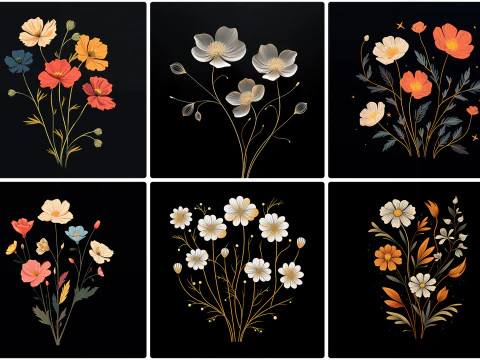 120 Flowers Poster Illustration Backgrounds CG Textures